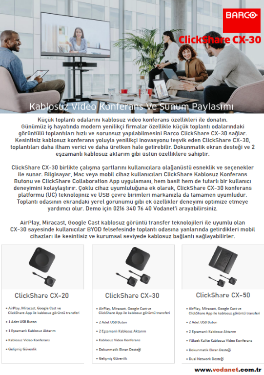 Barco ClickShare CX-30 Kablosuz Sunum Cihazı, Kablosuz Görüntü Transfer Cihazı