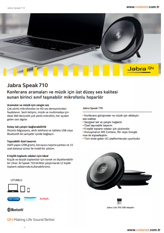Jabra Speak 710 Uc Usb Ms Ses Konferans Cihazı