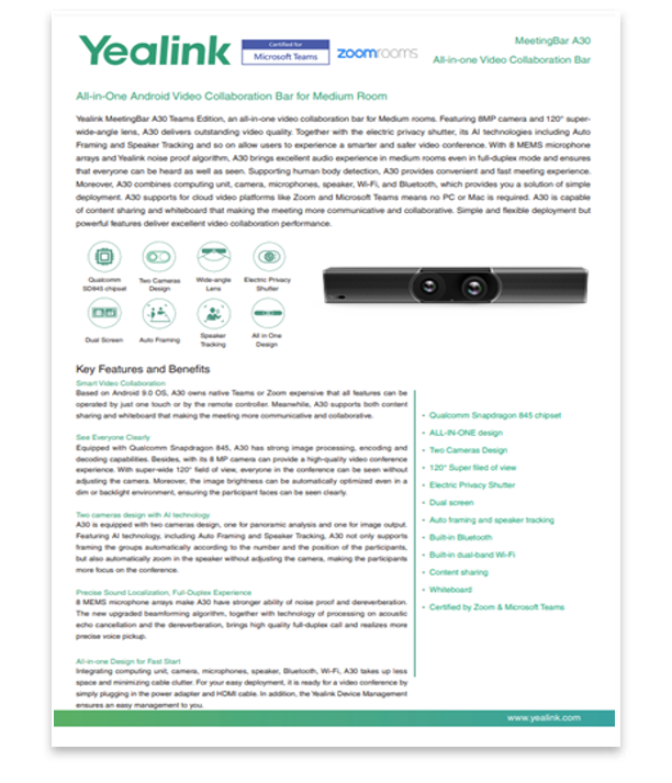 Yealink MeetingBar A30 Ürün Broşürü